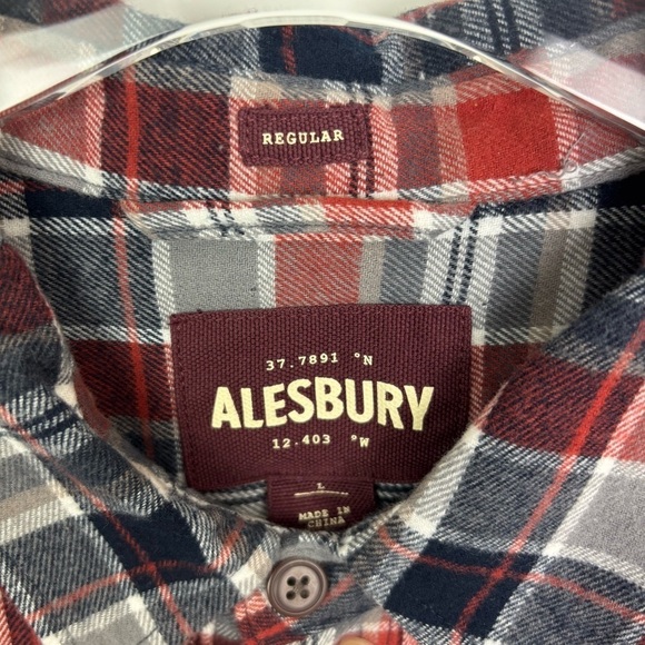 Alesbury NWOT Plaid Button-Up Flannel Collared Shirt Regular Fit Long Sleeve L - Picture 4 of 8